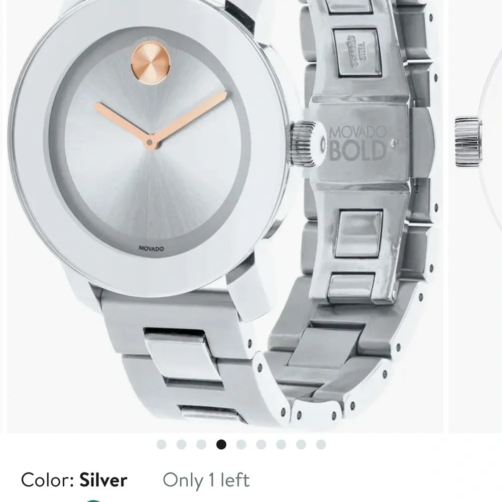 Movado watch silver with rose gold dial